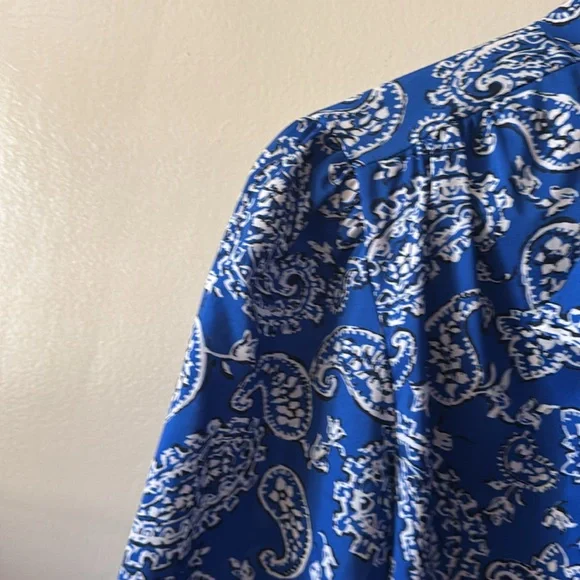 💙🦋💫🍭Royal Blue Long Sleeve Blouse with Tie Front - Picture 4 of 6